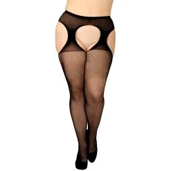 Sinful NORTIE Fenja Kruisloze Jarretel Panty Plus Size -Sexy lingerie Verkoop 27775 nortie fenja crotchless suspender tights plus size 00328 model q100